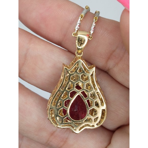 14kt Diamond Ruby Pendant with Necklace appraisal - Picture 3 of 8